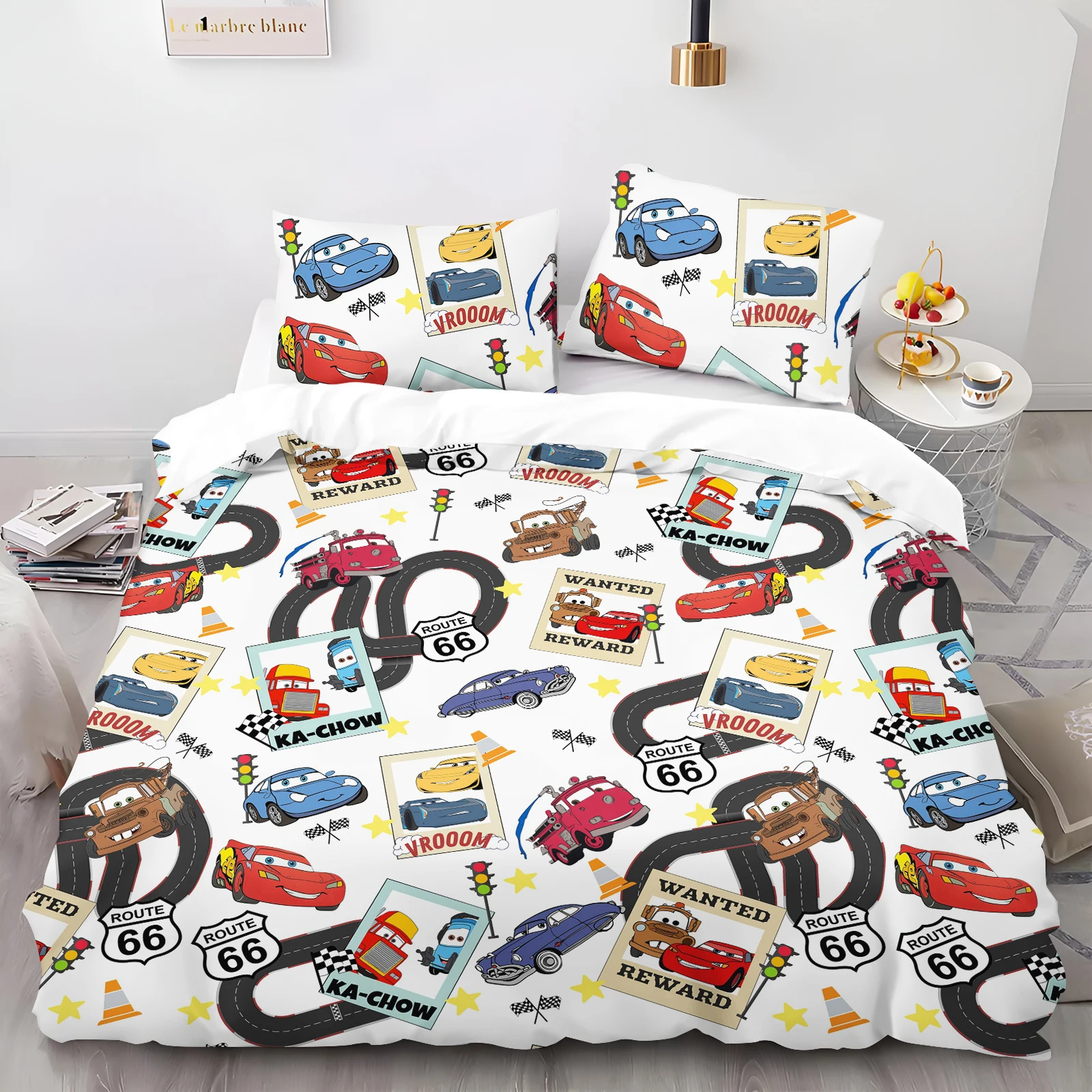 Cars Duvet Cover Wheels Pattern Bedding Set Adult Boy Girl Bedroom Decoration Children Gift Single Double Large Size