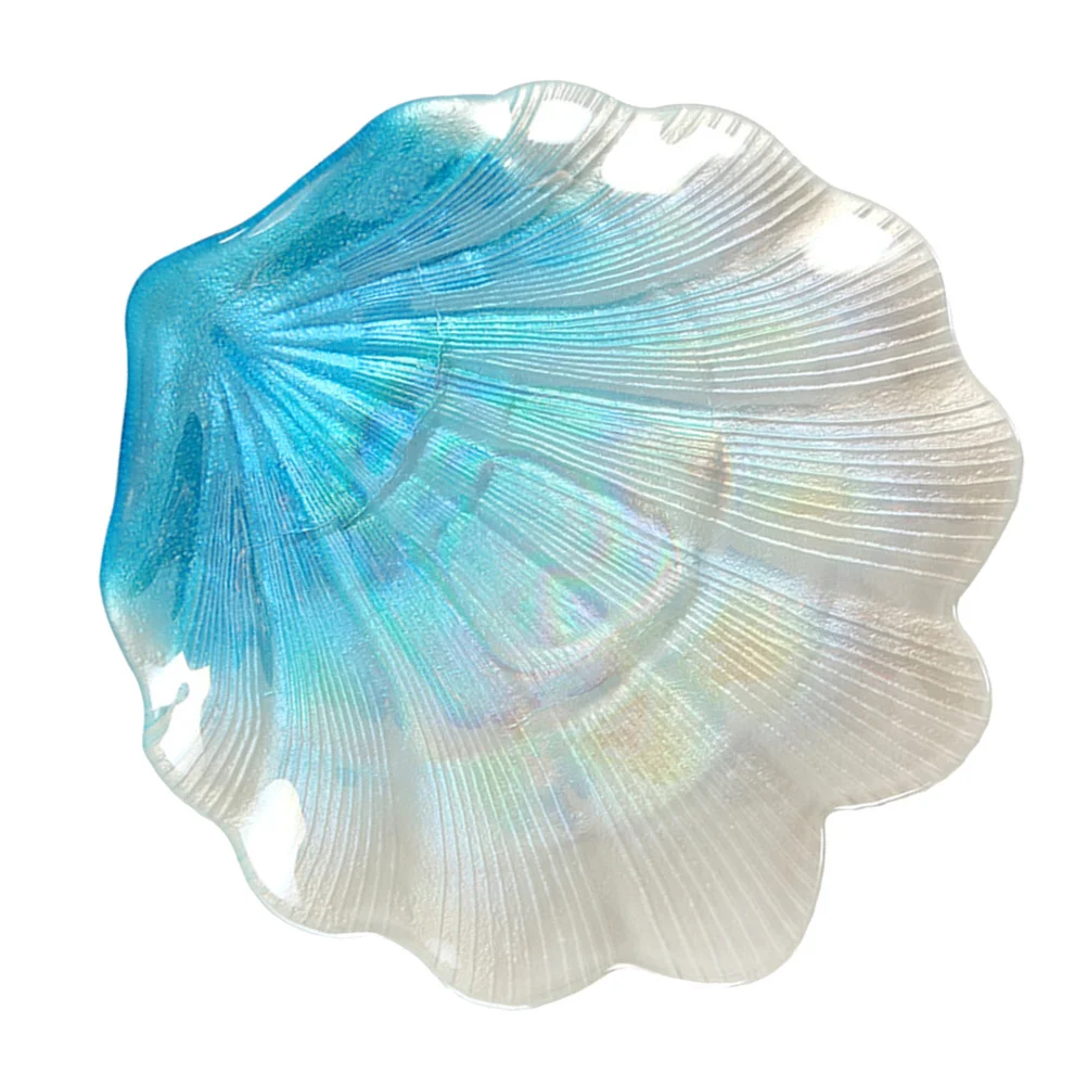 

1Pcs Jewelry Storage Tray Shell Shaped Retro Blue Glass Plate Organizer for Necklaces Bracelets Rings Display Desktop Decoration