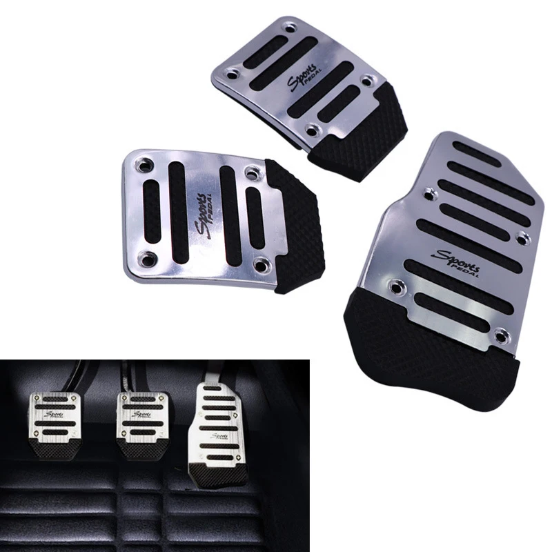 Universal 3pcs Car Brake Clutch Throttle Pedal Aluminium Pad Cover for  Manual Gearbox Car-styling Accessories