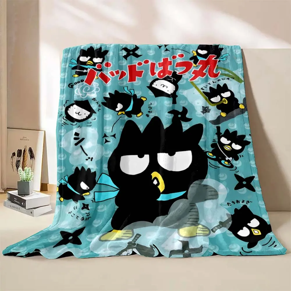 Bad Badtz Maru Cartoon Sanrio Flannel Fluffy Throw Camping Blanket for Children Sofa Throw Blanket Modern Fashion Gift Miniso