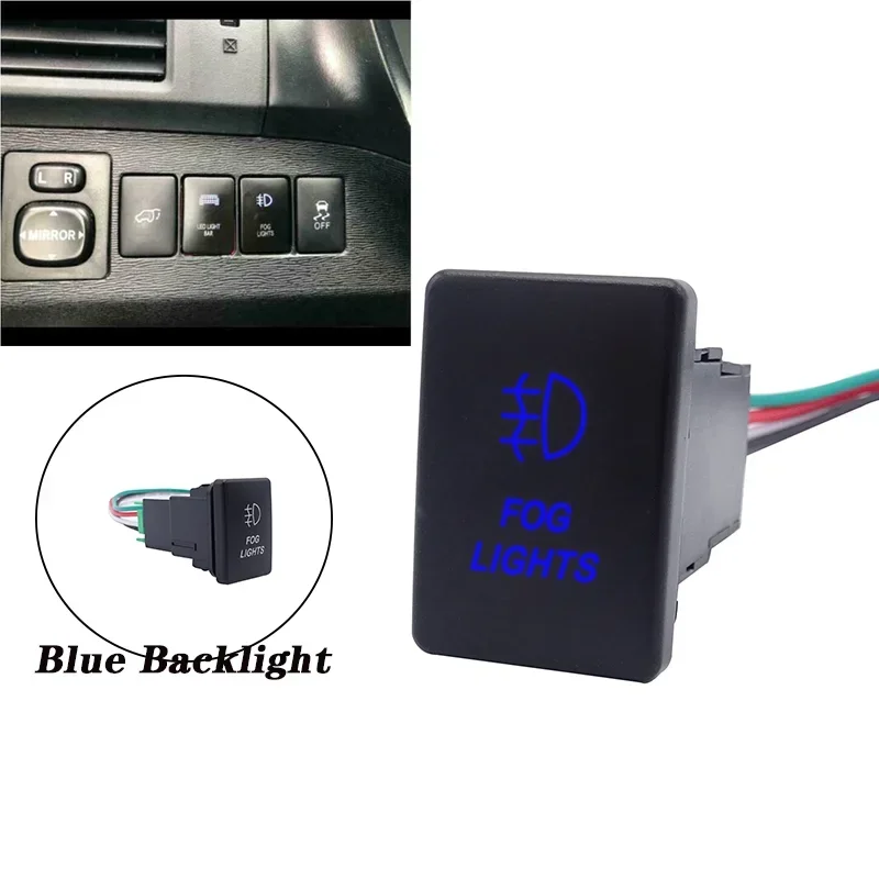 12V Car FOG LIGHTS Push Button Switch Blue Led on/Off for 2008+ Toyota Tacoma Tundra 4Runner Hilux Sequoia Highlander RAV4 Yaris