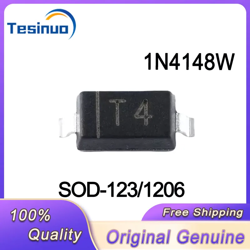 100-1000/PCS New Original 1N4148W 1N4148 IN4148 Screen printing T4 1206 SOD-123 Patch switch diode In Stock