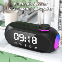 New S18 Bluetooth Speaker RGB Subwoofer Portable Mini Alarm Clock FM Radio Desktop Audio   Mp3 Music Player TF Card Aux Speakers