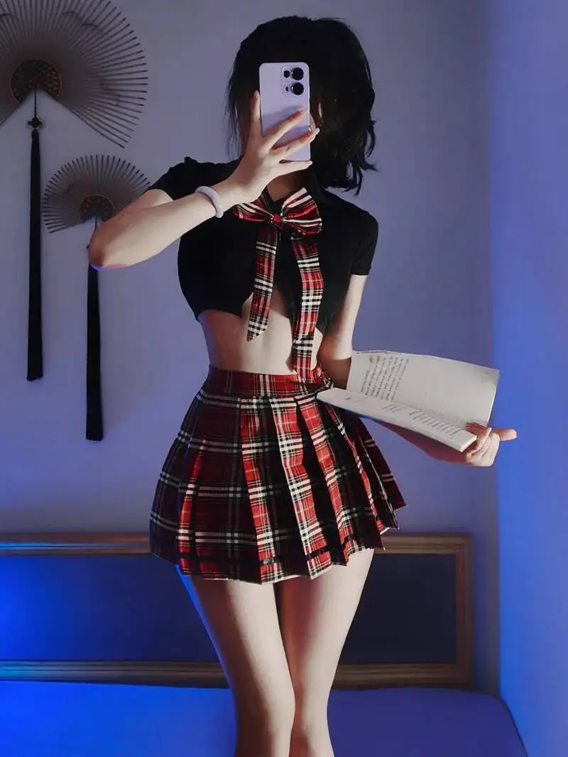 

Erotic Pure Desire Style JK Uniform Pleated Two Piece Skirt Shirt Set Campus Student Sweet Fashion Women Skirts Set T Shirt 7NVZ