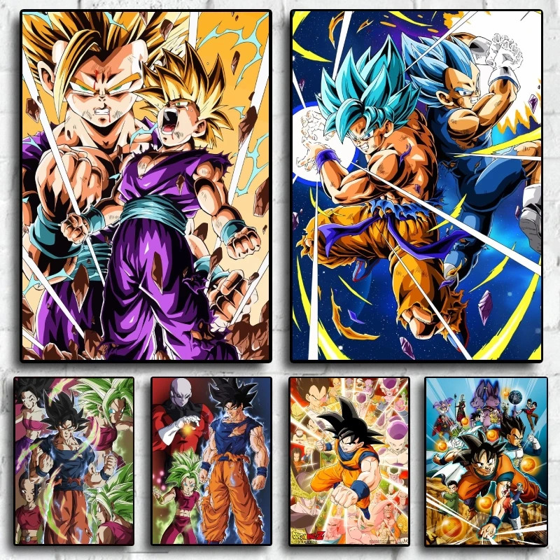 

Japanese Anime Canvas Paintings Dragon Ball Goku Vegeta Poster Cartoon Picture Modern Living Room Children's Bedroom Decor