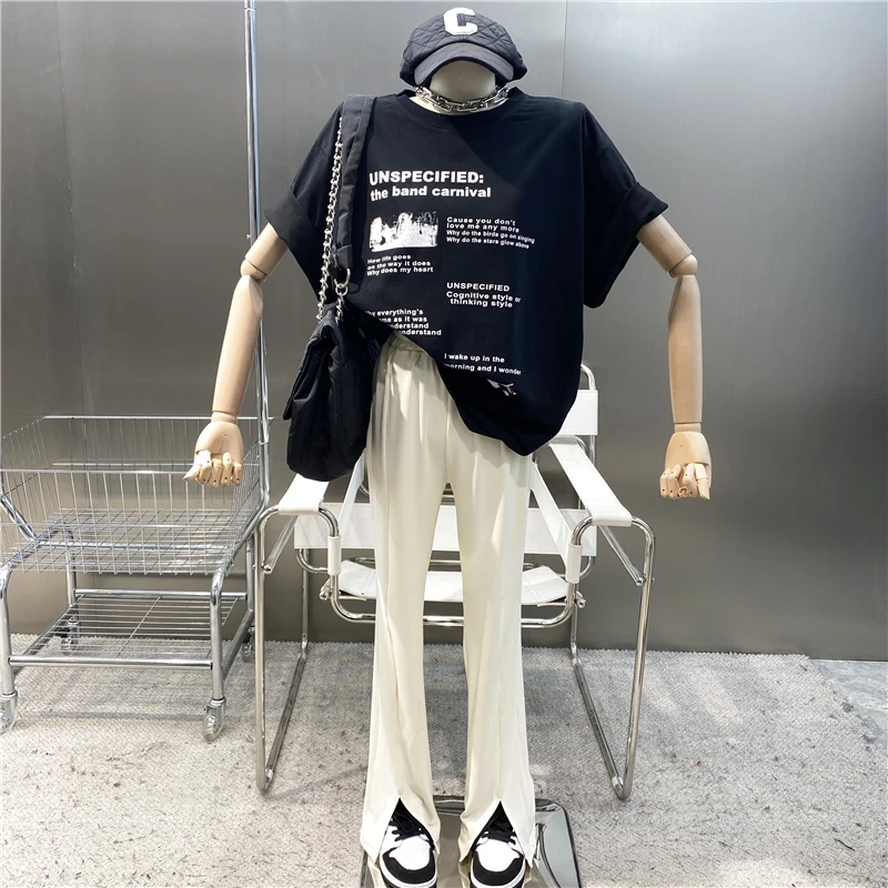 

New 2022 Retro Letter Printed Round Neck Short Sleeve Top Foreign Style Versatile Loose Slim Personalized Fashion T-shirt