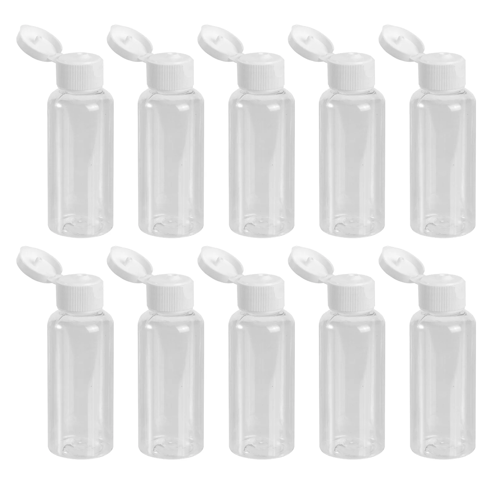 10Pcs Empty Plastic Sample Bottle Container Jar Pot Vial with Lid Perfect for Emollient Water Shower Gel Emulsion (Caps