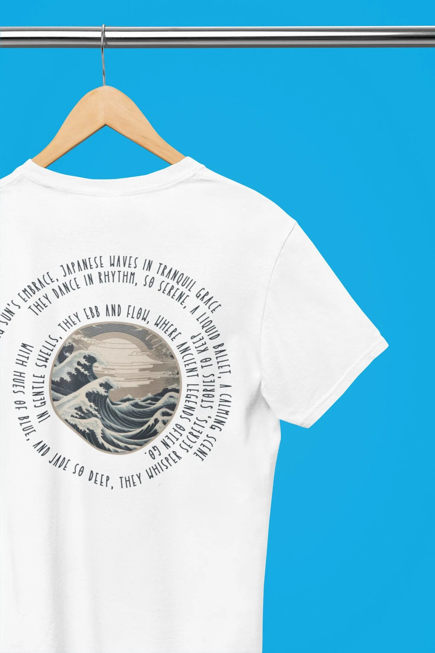 Kanagawa Great Wave Poetic T-shirt Japanese Ocean Serenity Tee Baysixteen