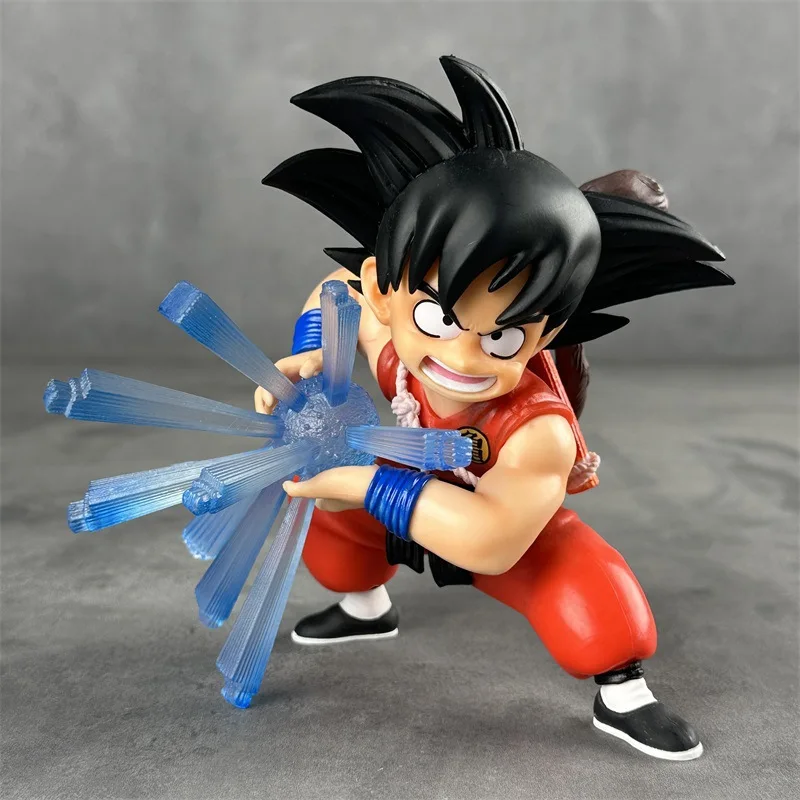 13cm Anime Dragon Ball Z Q Version Model Figure Childhood Goku Fighting Posture Desktop Ornament  Collection Toys Child Gifts