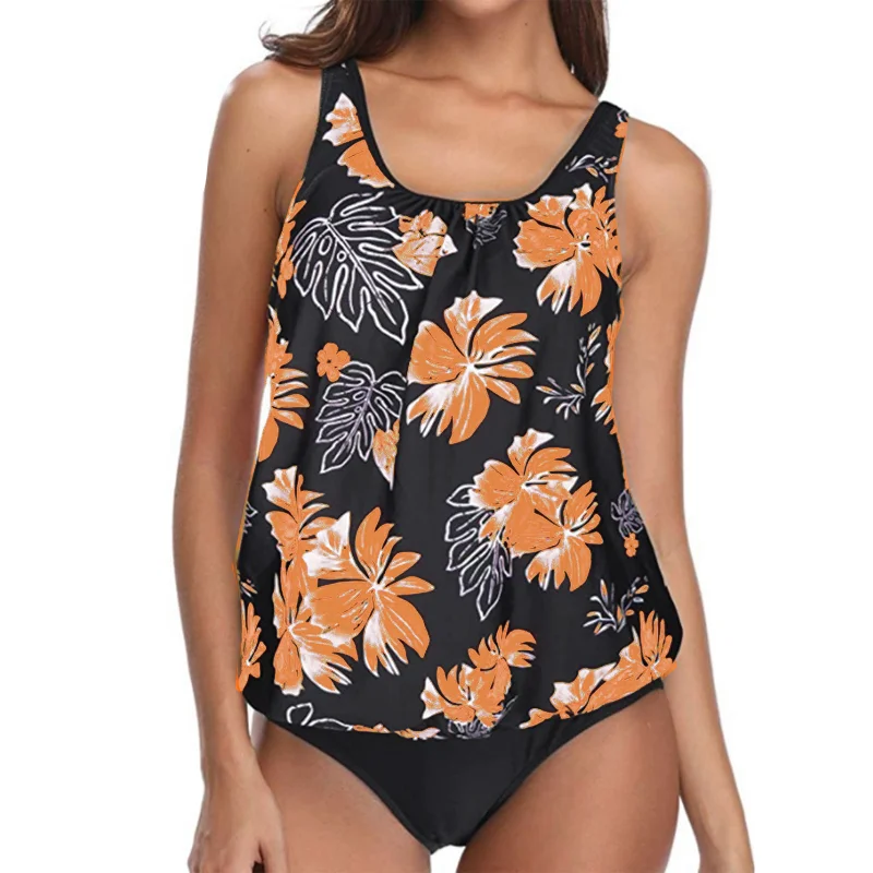 Tankini traje de baño de talla grande para mujer 2024 traje de baño Vintage de dos piezas nuevo Bikini traje de baño estampado ropa de playa traje de baño XXXL