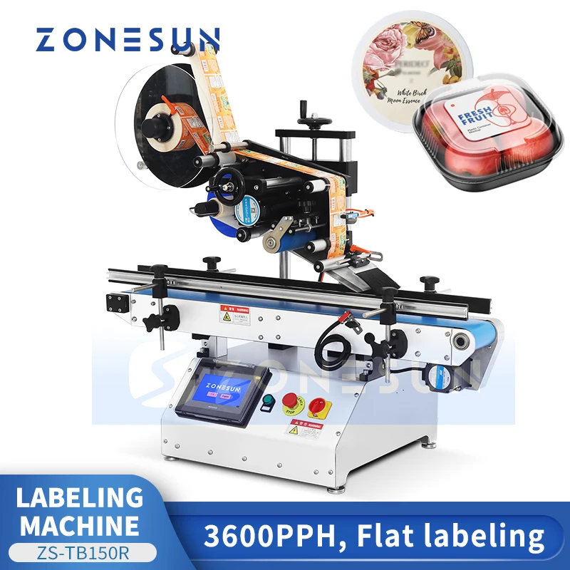 Zonesun ZS-TB150R أداة وضع الملصقات المسطحة آلة وضع العلامات على السطح المسطح آلة وضع العلامات على الصندوق ملصق الكرتون