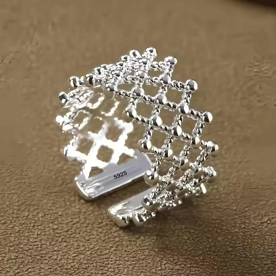 925 Sterling Zilveren Ketting Knoop Ring Voor Vrouwen Wrap Brede Band Rock Geometrie Punk Sieraden Gift Groothandel Dropshipping