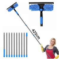 Long Duster Window Cleaning Squeegee Dusting Cleaning 2 In 1 Washing Ceiling Duster Microfiber Extension Pole Window Washing Kit