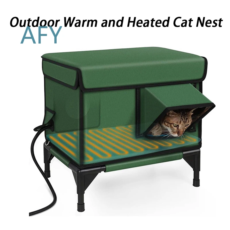 Outdoor Waterproof Cat House for Heated Winter Use Insulated Foldable Cat Tent Nest Sleeping Shelter Extra Large Pet Bed for