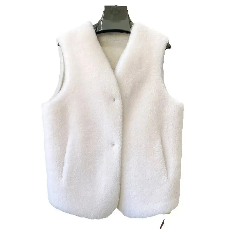 

Haining Fur 2025 New Style granular sheepskin and fur integrated all-wool vest, lambskin coat for women