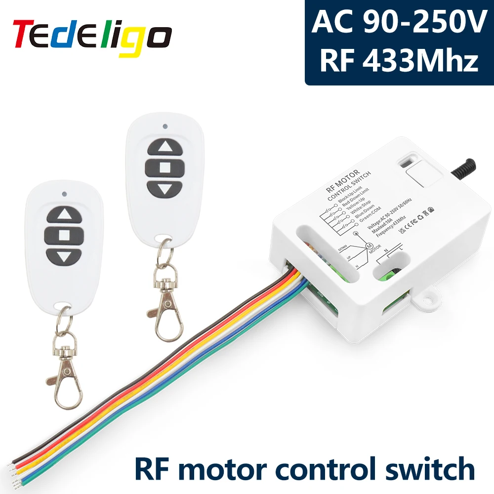 

433mhz Wireless Remote Control Switch AC 110V 220V Roller Shutter Motor Receiver Rf Transmitter Limiter switch for Garage Door