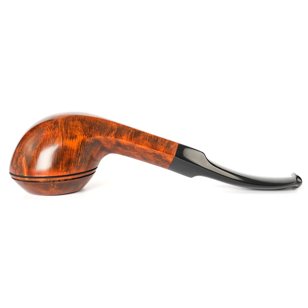 MUXIANG Handmade Briar Bent Bulldog Tobacco Pipe Black Vulcanite Mouthpiece Double Waist Diamond Shank Dry