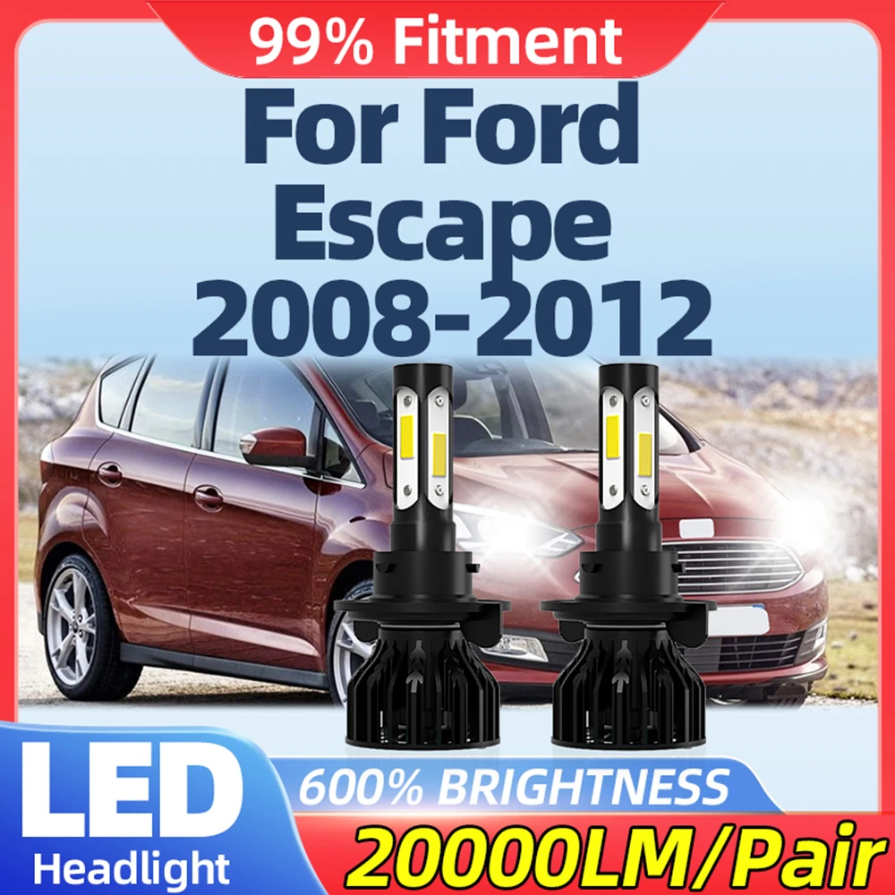 

H13 LED Headlight 20000LM 120W Auto Headlamps 6000K White Car Lights Bulbs 12V 24V For Ford Escape 2008 2009 2010 2011 2012