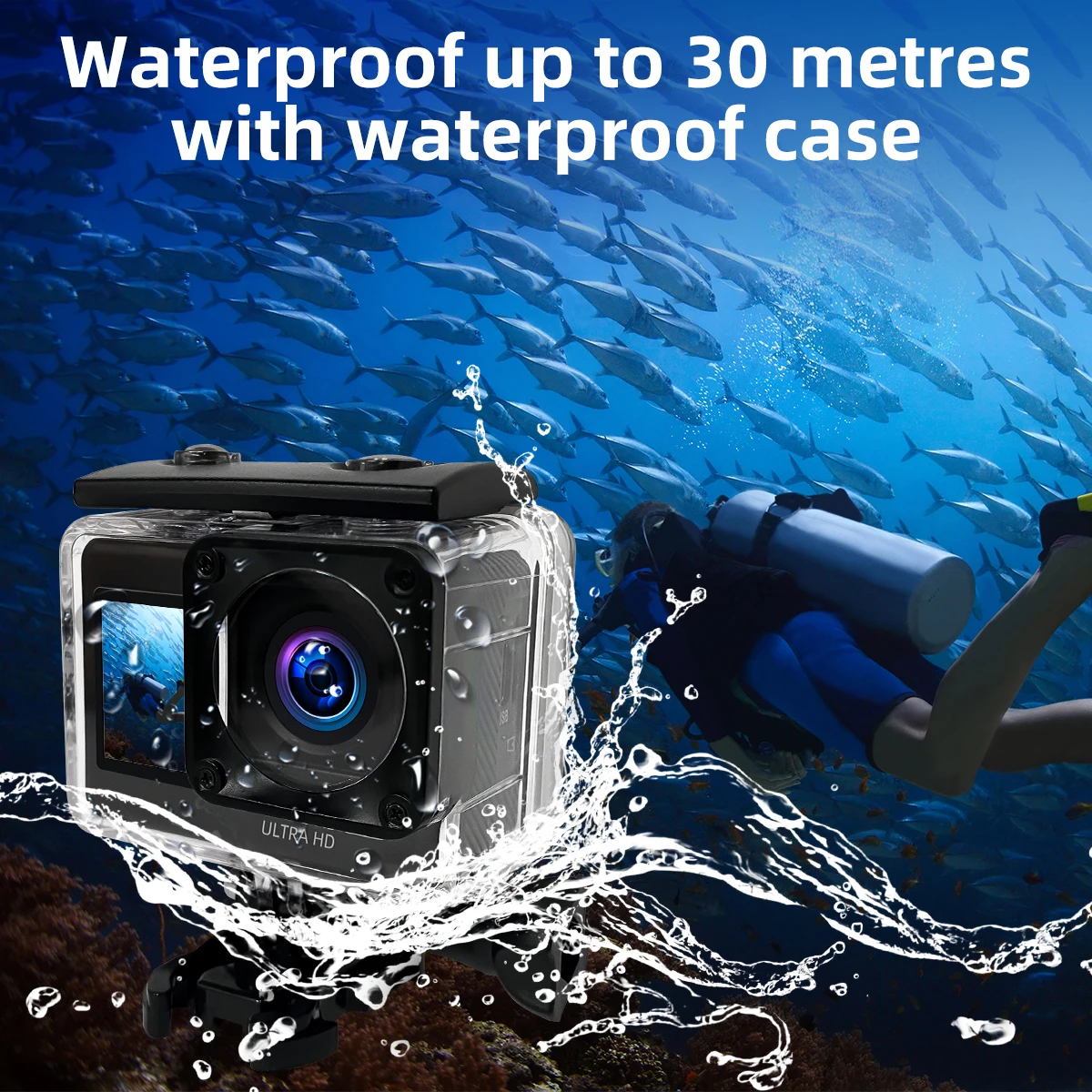 

2026unique Newest HD 4k 20MP Dual Screen Sport Action Camera Motorcycle Bike Helmet Riding Camera 30M Waterproof Sport Camera wi