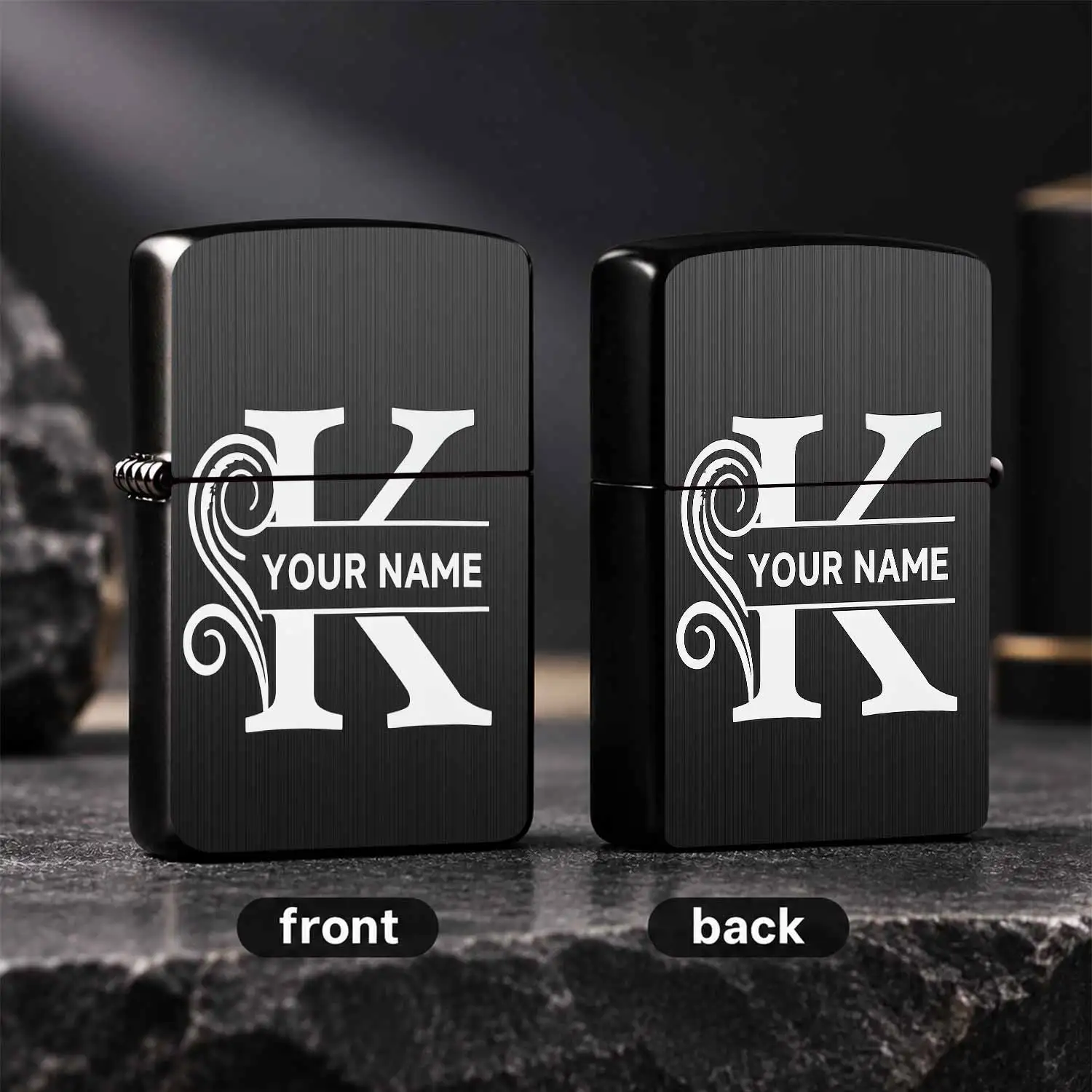 Custom Monogram K Personalized Lighter Custom Engrave Your Name Exquisite Swirl Decor Stylish Elegant Design Perfect for Daily Use Gatherings Gifting to Family Friends Lovers Ideal Keepsake Present for All Occasions A Humorous And Interesti