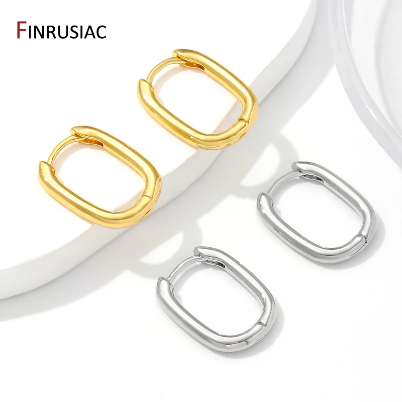 Fashion 18K Gold Color Brass Simple Hoop Earrings for Women Circle Piercing Round Ring Hang Earrings Wholesale