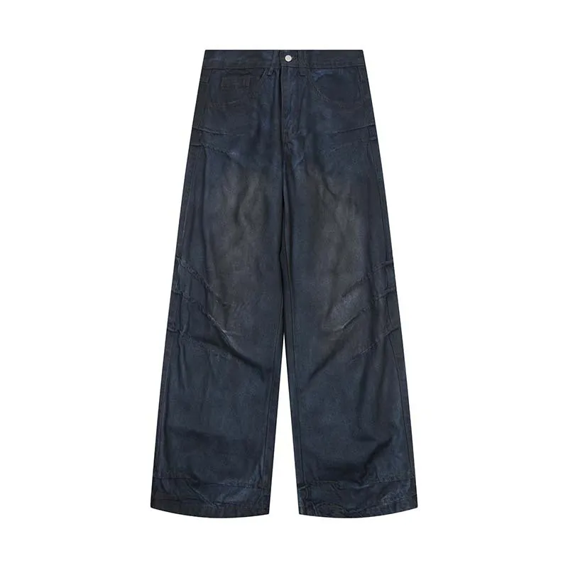 High Street Y2k Jeans Men Distress Water Washed loose Denim Pants Wide Leg Baggy Jeans Designer Vintage Y2k Clothes Men