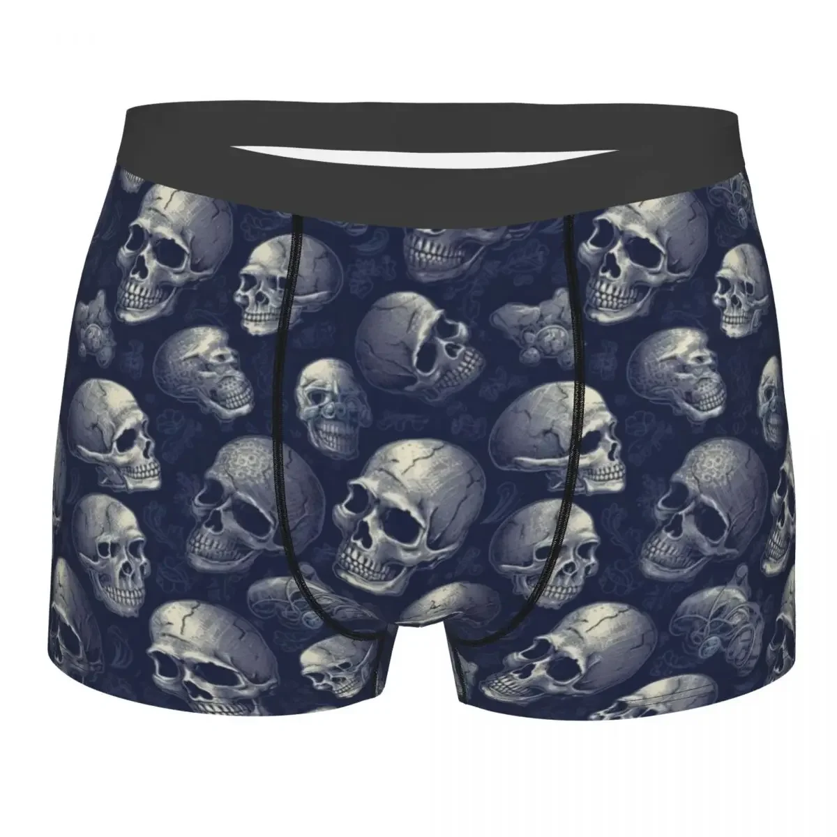 Dark Floral Skull Macabre Art Underwear Men Stretch Gothic Occult Boxer Briefs Shorts Panties Soft Sexy Underpants For Male