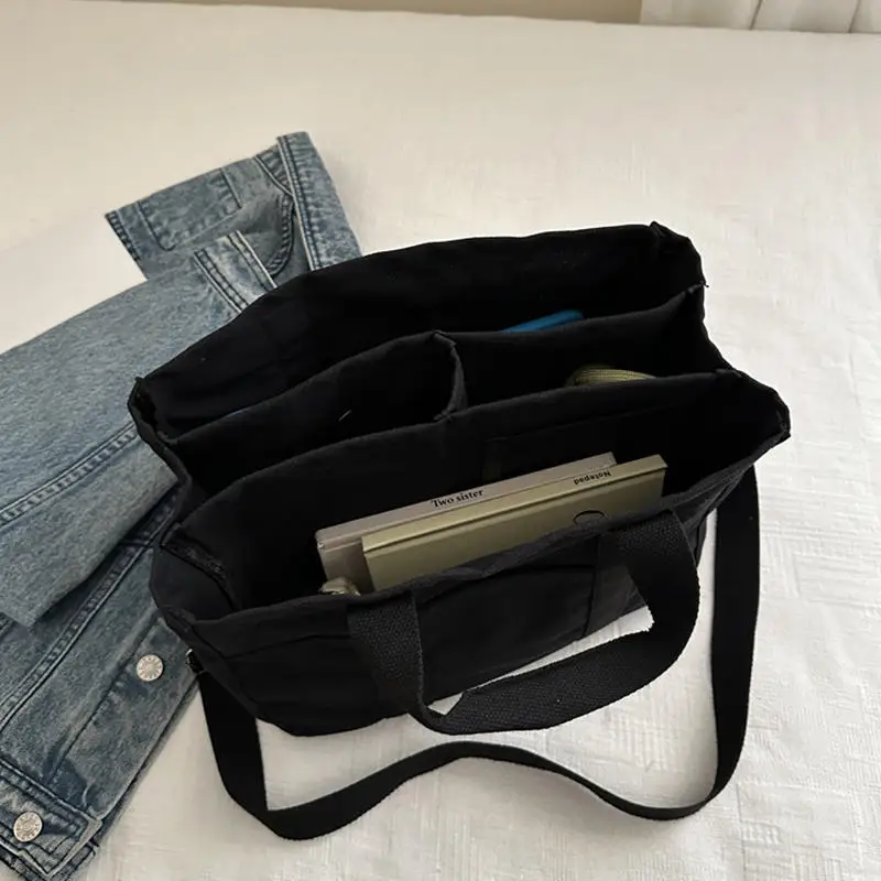 1 قطعة حقيبة كتف قماشية قابلة للتحويل ذات سعة كبيرة للنساء حقيبة كروس محمولة مع حقيبة ركاب متعددة المقصورات