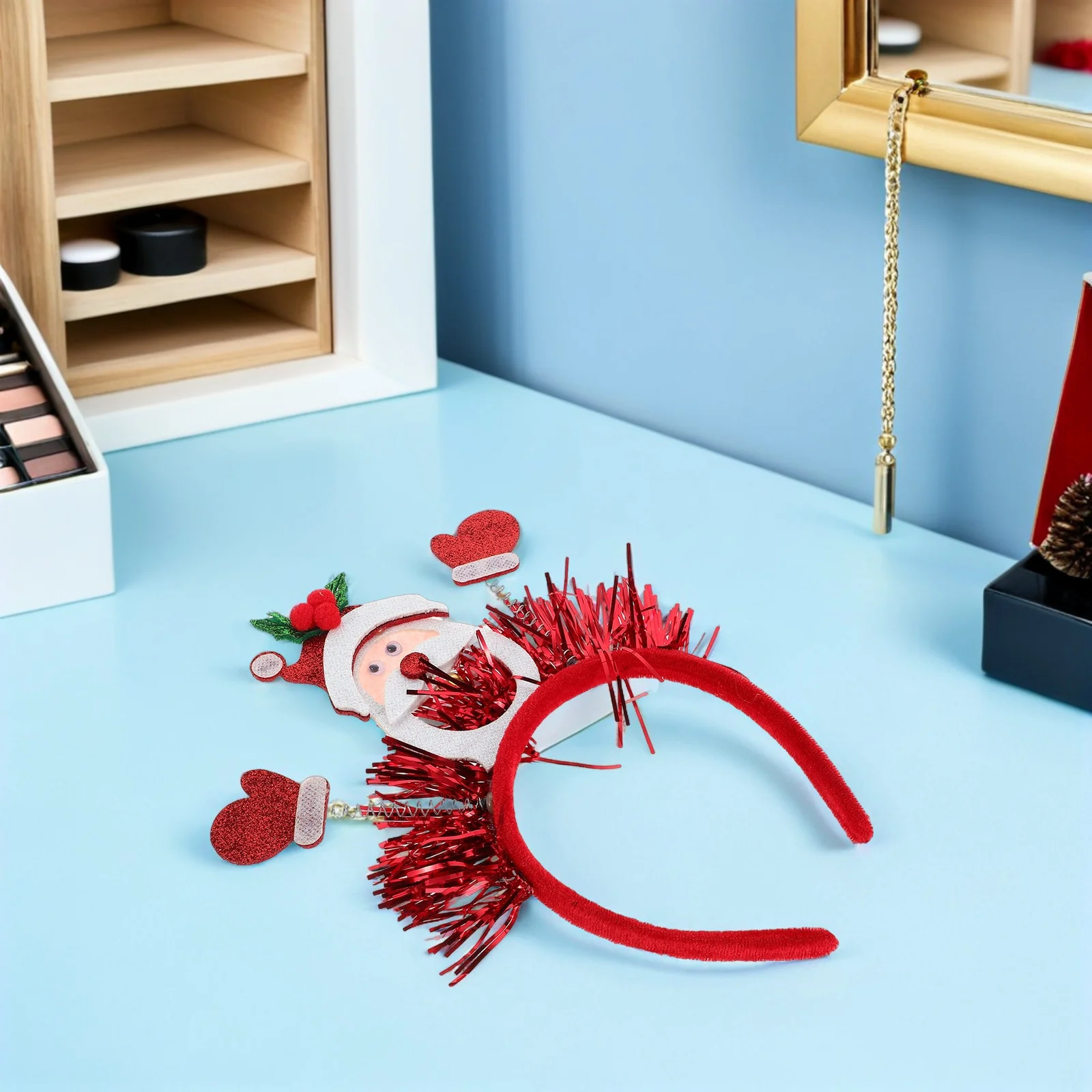 

2Pcs Christmas Bouncy Headbands Snowman Santa Tinsel Photo Props Party Favors Holiday Supplies Snowman Headbands for Women