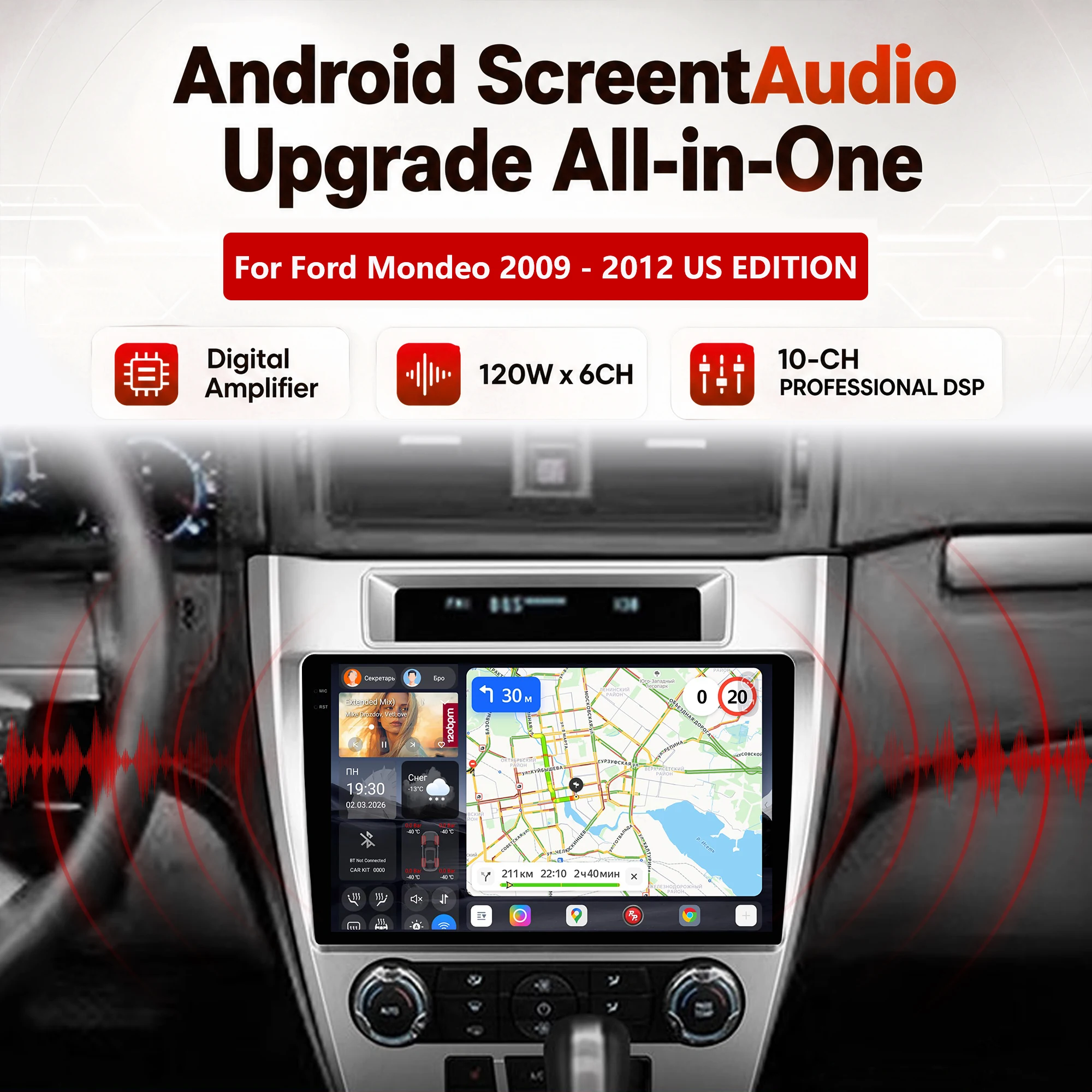 Redpower Katana 120W X 6CH Android Car Radio Player Screen for Ford Mondeo 2009 - 2012 US EDITION CarPlay Bluetooth Hi-Fi