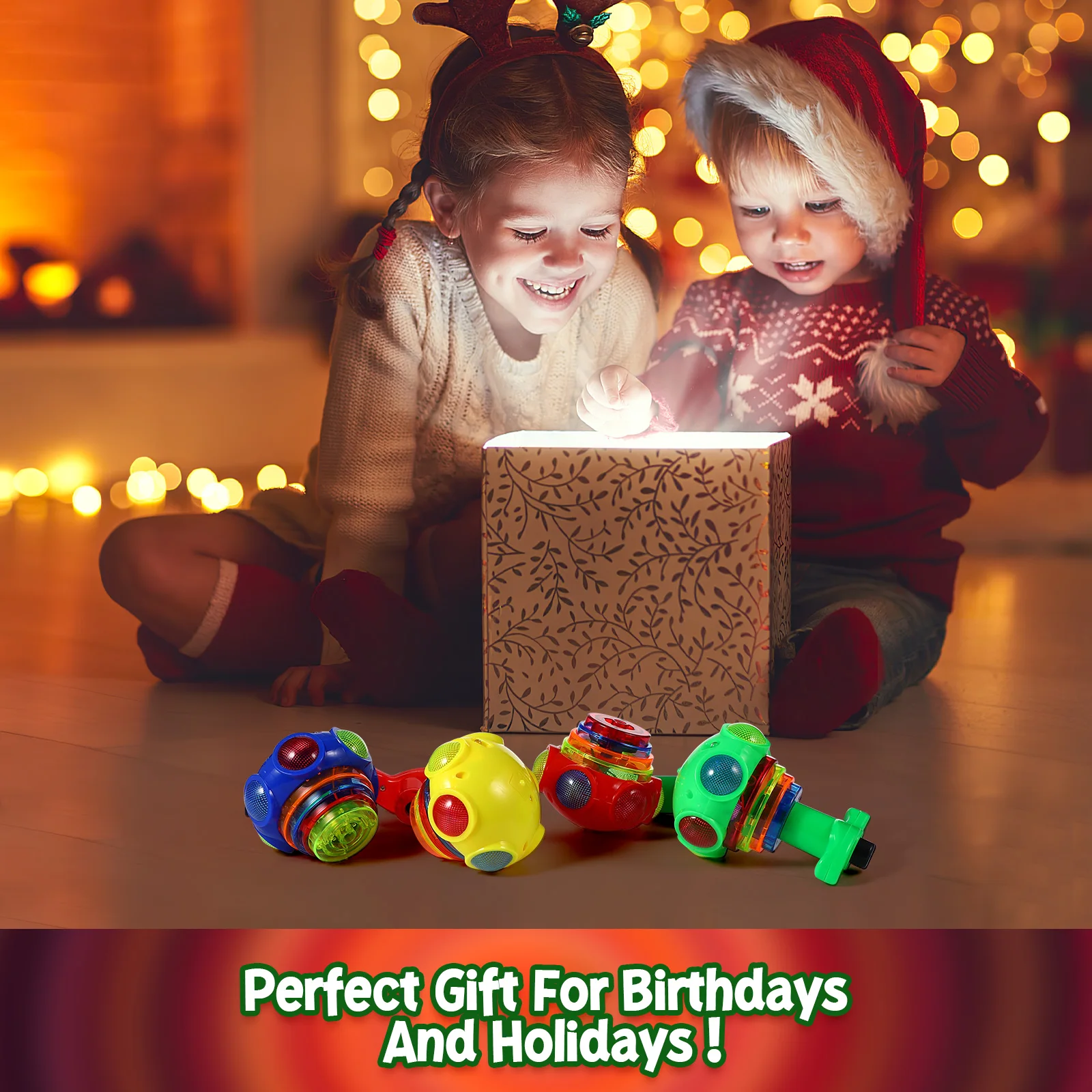 

4 Pcs Music Toys Flash Gyro Electric Rotate for Children LED Spinning Top Small Kids Sensory