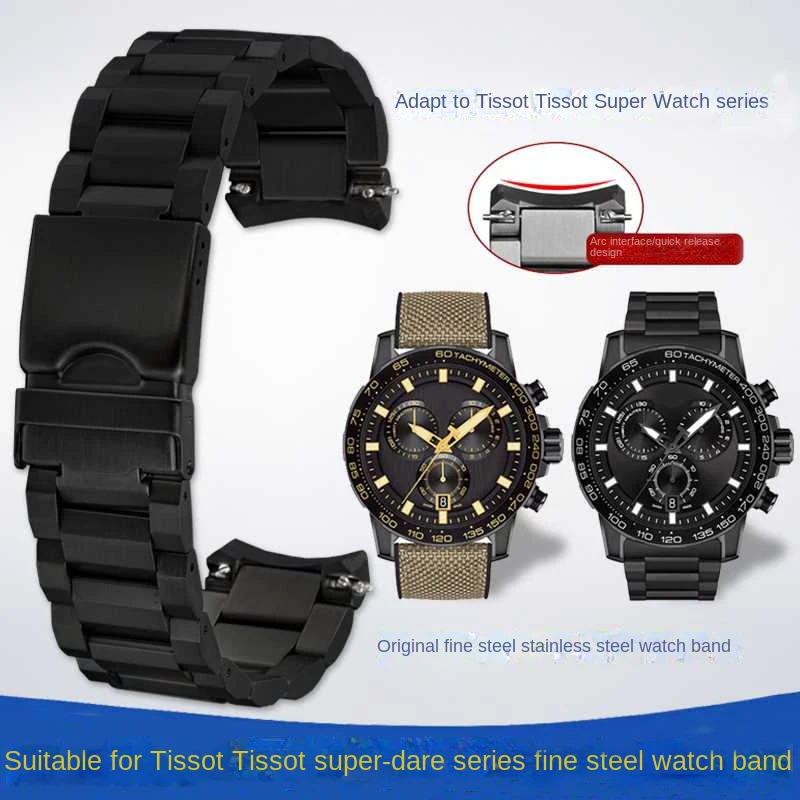 

1853 Stainless Steel Strap 22mm For Tissot Saga series T125.617A original steel strip metal curved watch strap