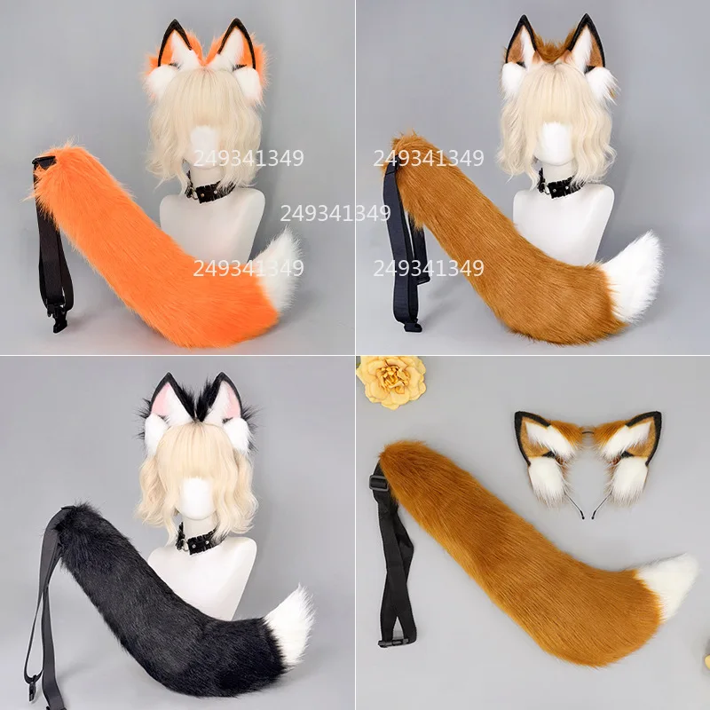 Halloween oreilles de renard bandeau de cheveux Cosplay ensemble femme détachable en peluche queue de renard bande dessinée-con scène habiller Costume fête Costume accessoires