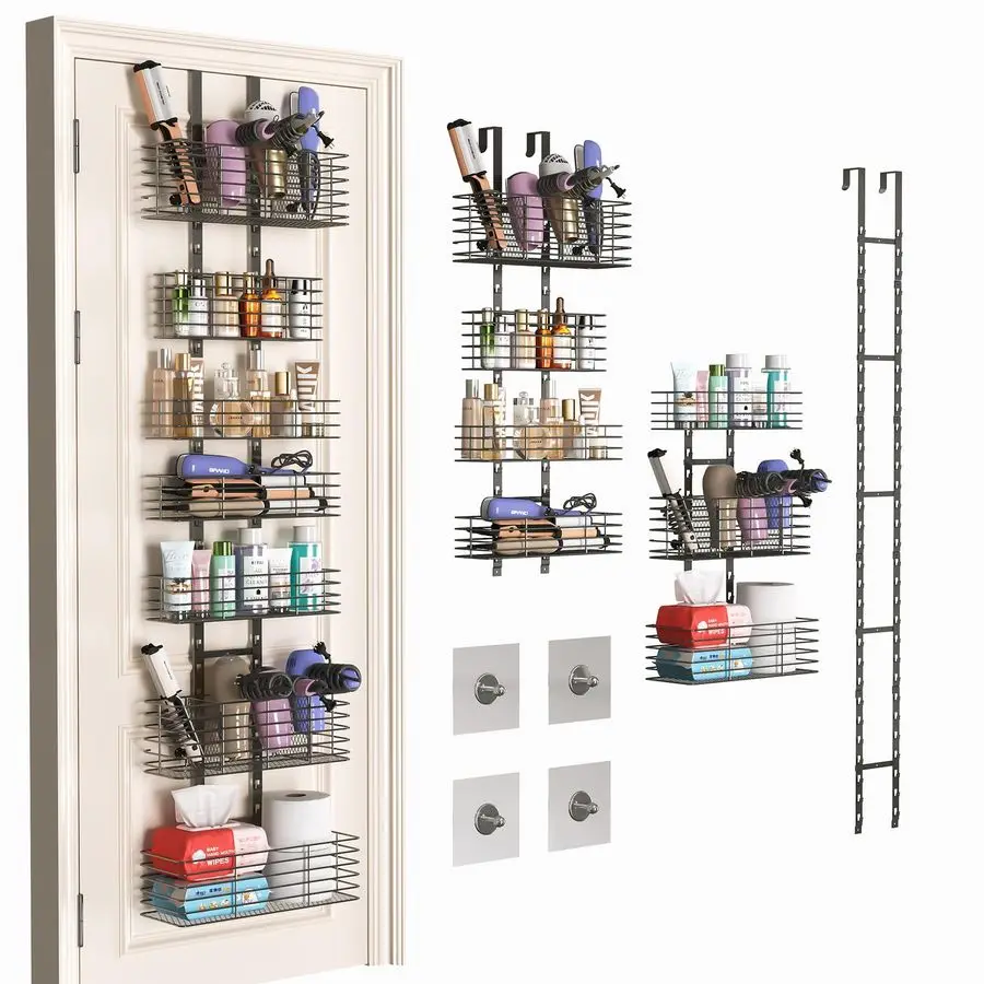 

Over The Door Organizer, Shower Caddy Hanging ampWall Mounted Hair Tool Organizer Hair Dryer Holder Adjustable, Behind Door Stor