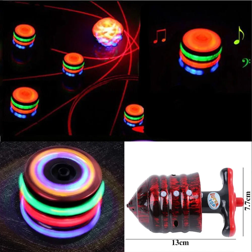 

Imitation Wood Gyro Music Gyroscope Music Gyro Toys Colorful Flash LED Light Light-emitting Toy Sound Toy Spinning Gyro