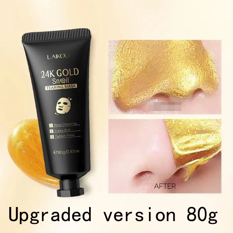 Peel Off Mask Upgraded Version 80g LAIKOU 24K Gold SNAIL TEARING   Mask Deep Cleansing Remove Blackhead Face Care