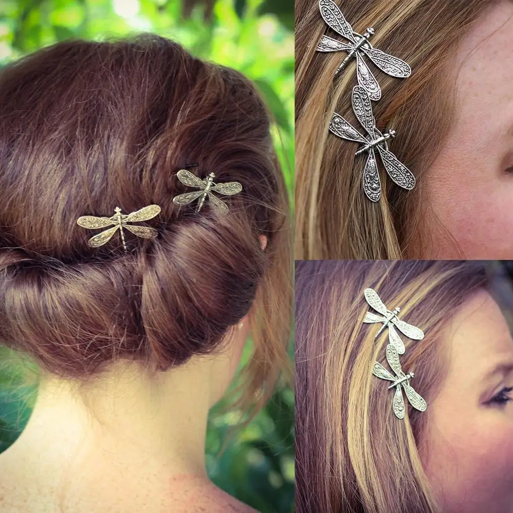 Elegant Antique Silver Dragonfly Hairpins Bridal Headdress Wedding Celebration Hair Accessories  Dragonfly Hair Clip view 2