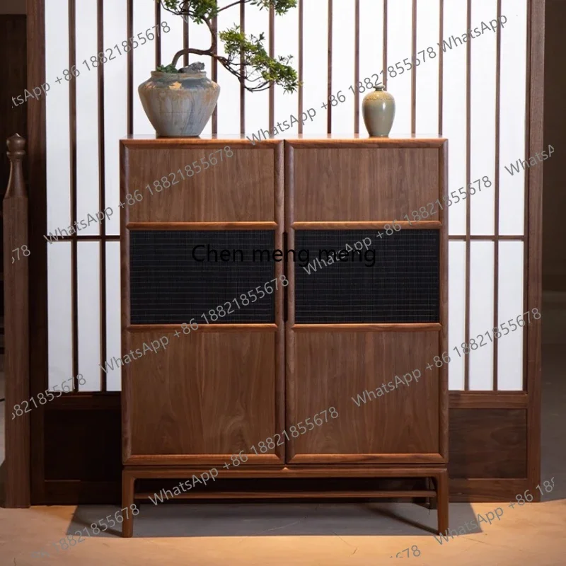 

New Chinese Style Black Walnut Entrance Sideboard Shoe Cabinet Storage Living Room Storage Cabinet