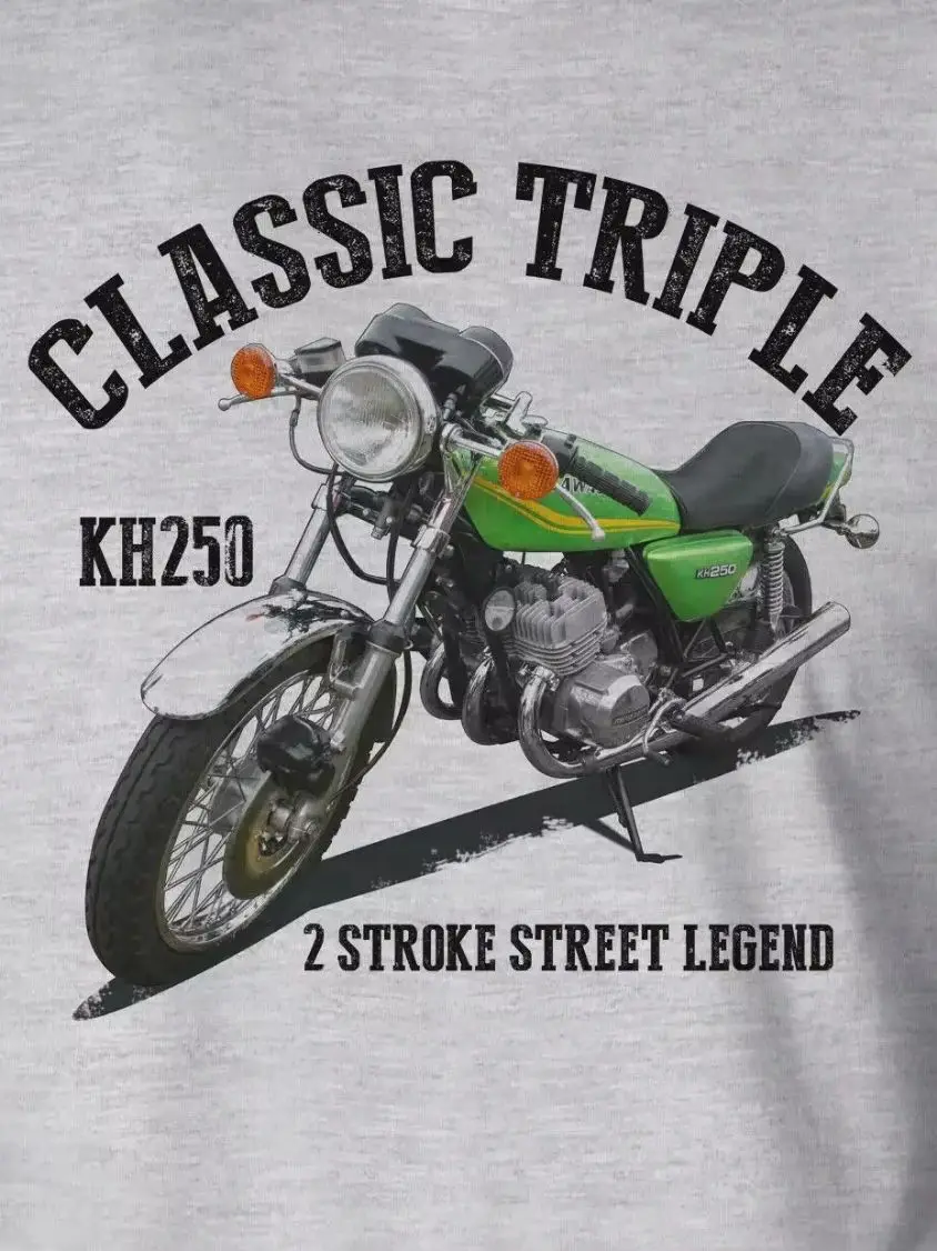 

Ретро классическая тройная футболка KH250 в стиле мотоциклов, 100% хлопок, с круглым вырезом, летняя повседневная мужская футболка с коротким рукавом, размер S-3XL