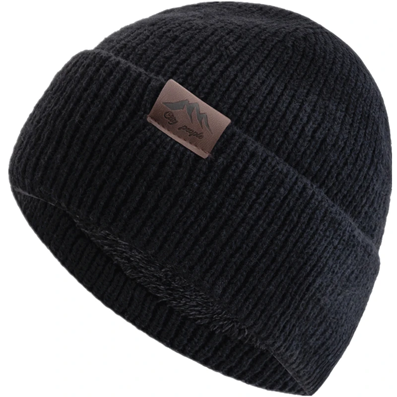 Hot Sale CITY Leather Label Winter Hat Plush Fur Lining Keep Warm Cap Stylish Soft Beanie Hat For Men Women Outdoor Knitted Hat