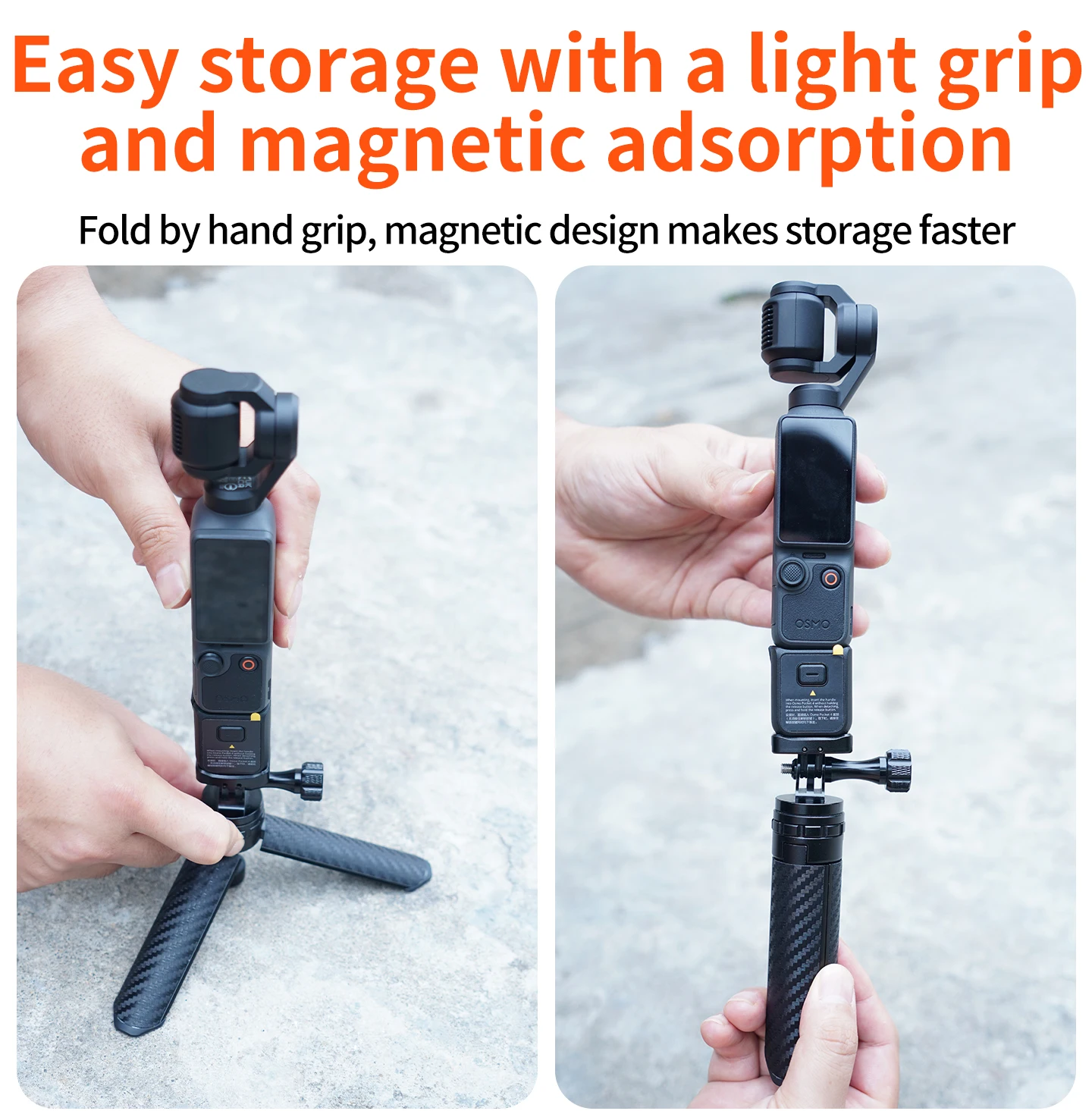 Tragbares Magnetisches Stativ 1/4 Faltbarer Handgriff für DJI Osmo Pocket 4 3 Gimbal Vlog Ein-Knopf-Schnellaufbau Leichtgewichtig Rutschfest – Detail 5