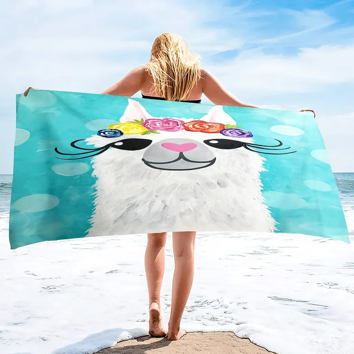 Alpaca Oversized Microfiber Pool Sandproof Beach Towel Quick Fast Dry Sand Free Proof Towel Extra Large Travel Blanket For Kids