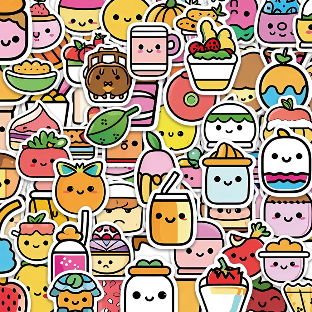 100PCS Korean Food Cartoon Stickers Cute Menu Handbooks Phone Cases Laptop Suitcases Water Cups Waterproof Stickers