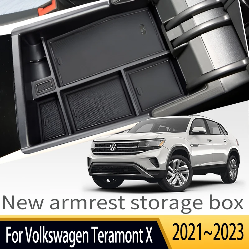 

Auto Parts Suitable For VW Volkswagen Teramont X 2021~2023 Car Central Control Armrest Storage Box Multifunctional Accessories