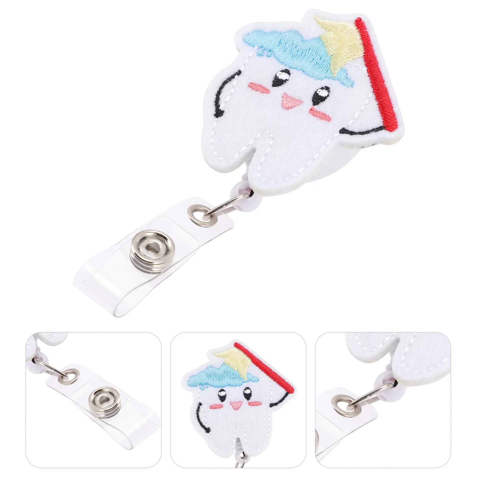 

Retractable Badge Reel Cute Felt Stand Design Id Holder Clip on Badges Wear Resistant Cloth Smooth Touch Fun Shape for Kids