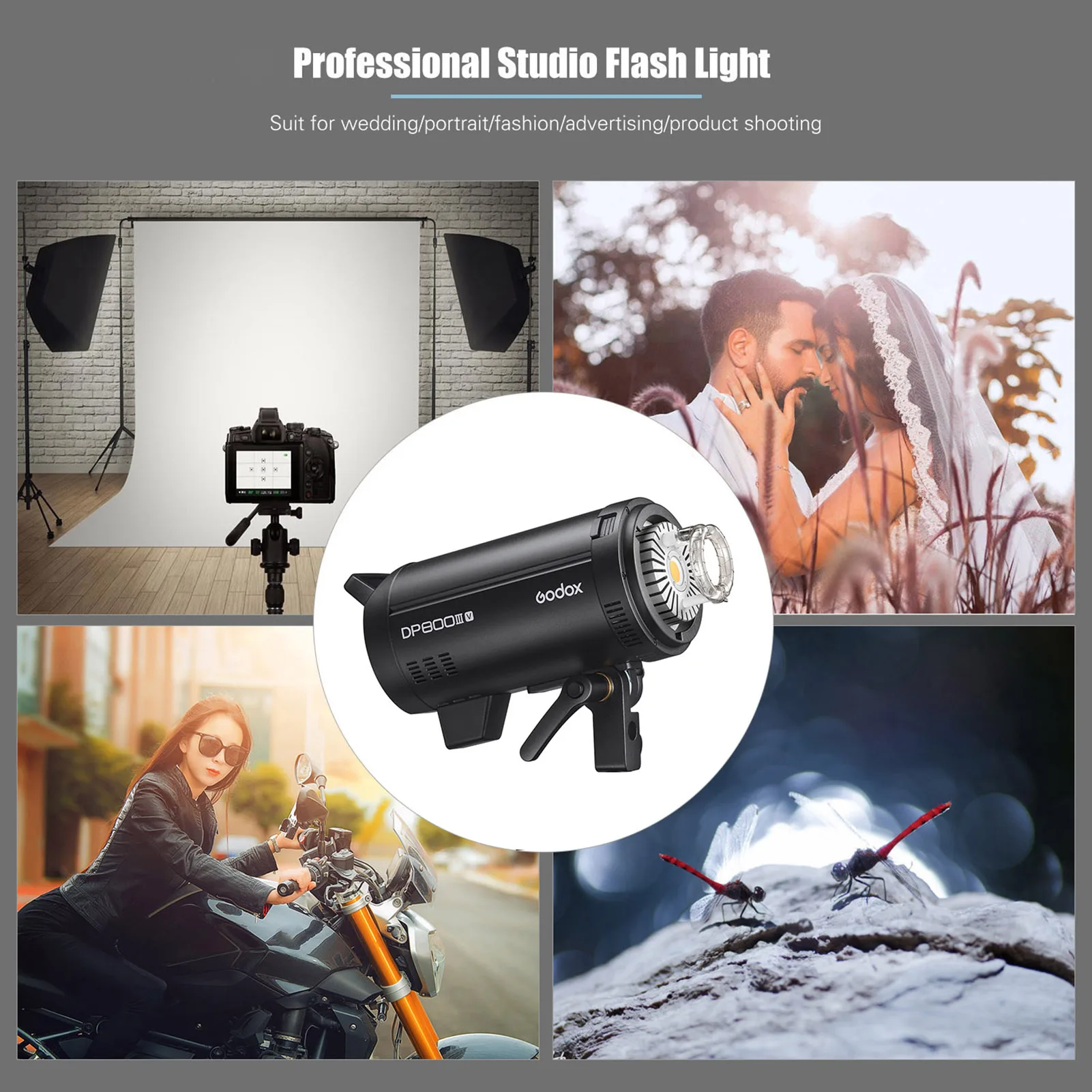 

Studio Flash Light 800W GN126 5800±200K Strobe Light Built in 2.4G Wireless X System Photography Flashes Compatible for Bowens