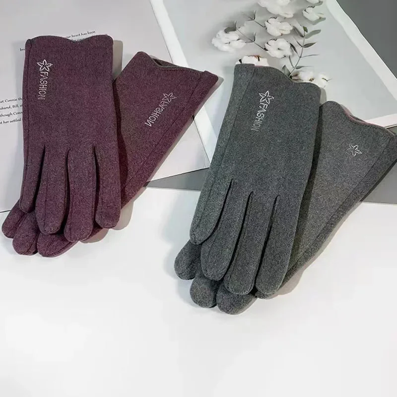 Derong القيادة لاصق بلون قفازات المرأة الشتاء المضادة للانزلاق الدراجات قفازات دافئة طبقة واحدة قفازات خفيفة الوزن
