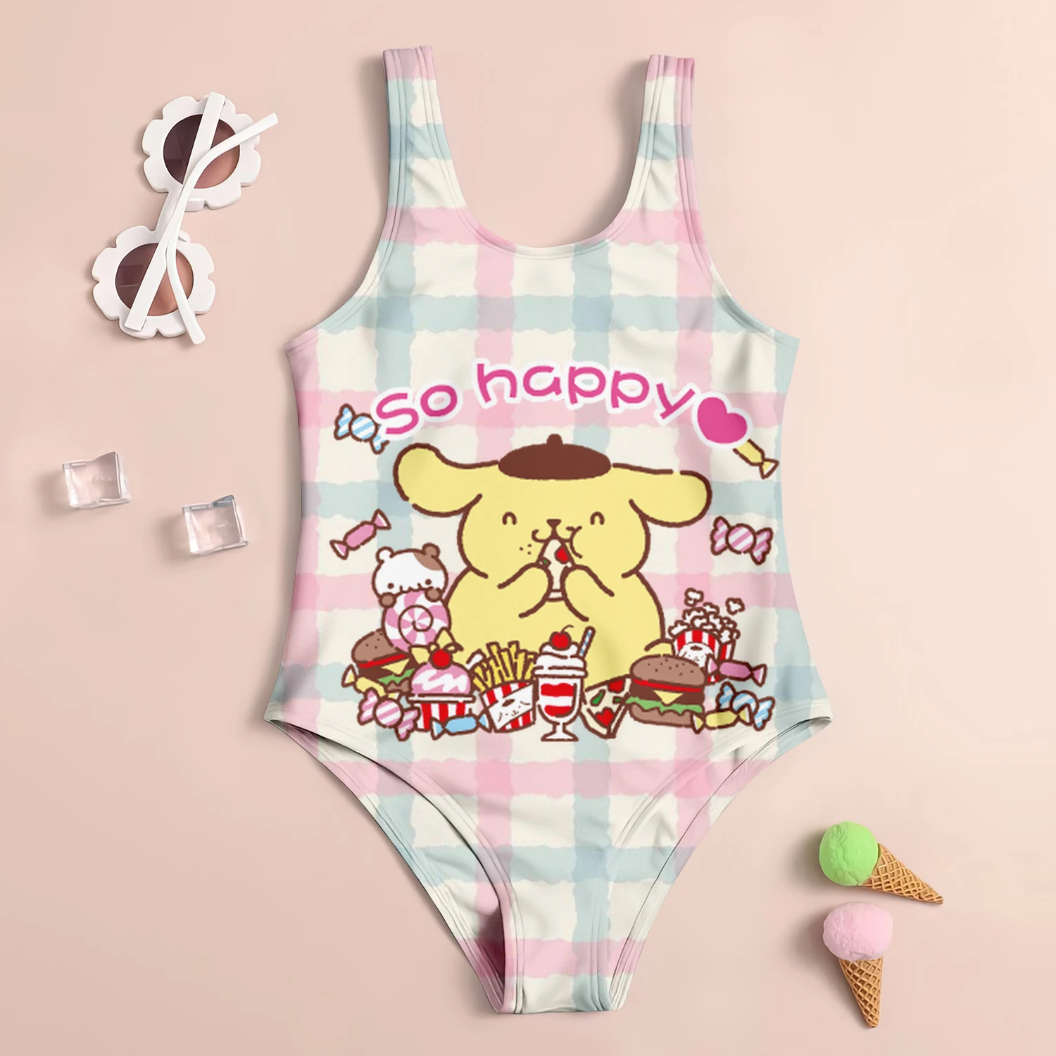 Costume da bagno per ragazze bambini ragazza estate costumi da bagno per bambini 2024 costumi da bagno per bambini da spiaggia Sanrio PompomPurin