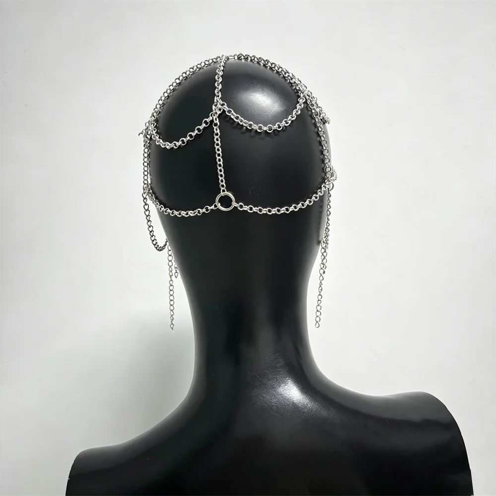 Silberner Metallketten-Kopfschmuck für Damen, Y2K Quasten-Fransen-Haarschmuck für Festival, Rave-Party, Kostüm, Sexy Performance-Accessoire – Detail 8