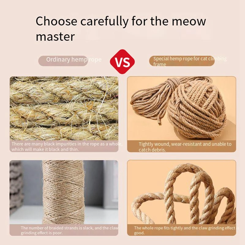 Sisal Rope Cat Tree DIY Scratching Post Toy Cat Climbing Frame Replacement Rope Desk Legs Binding Rope Furniture Protector